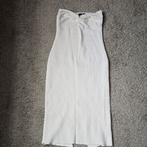 Chic Strapless Beige Dress